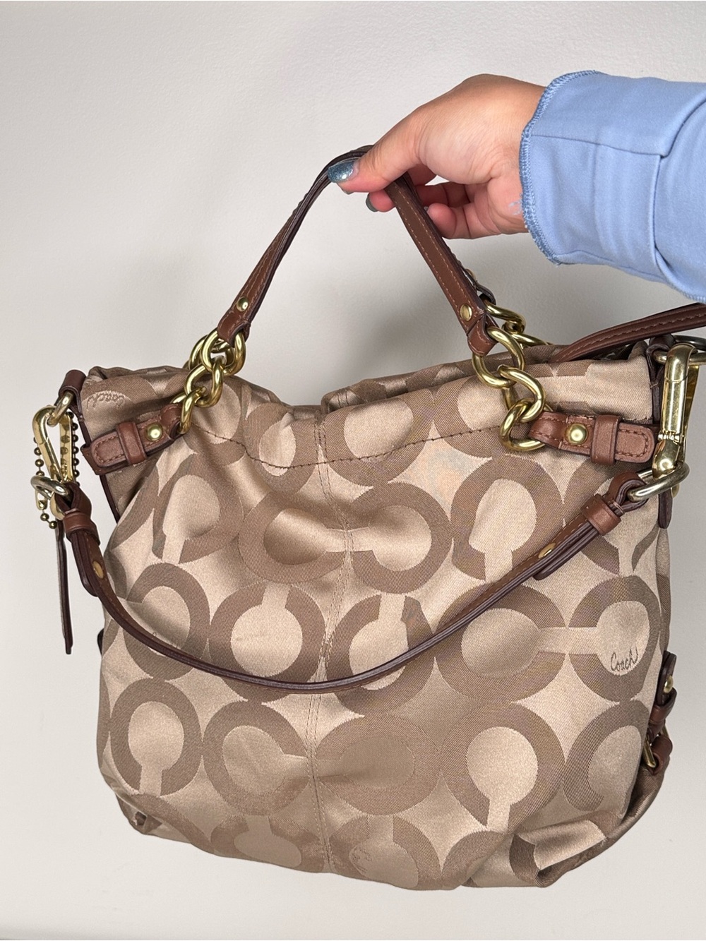 Coach Signature Op Art Sateen Brooke Hobo Bag